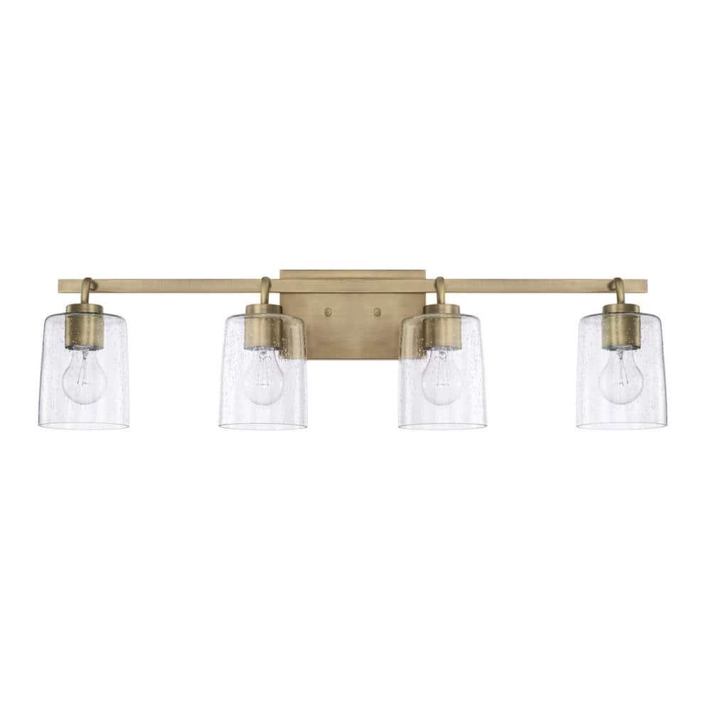 SQWERF HomePlace Lighting 128521BZ-449 Greyson Urban/Industrial Clear Seeded Glass Bathroom Vanity Wall Light  2-Light 200 Total Watts  9" H x 15" W  Bronze