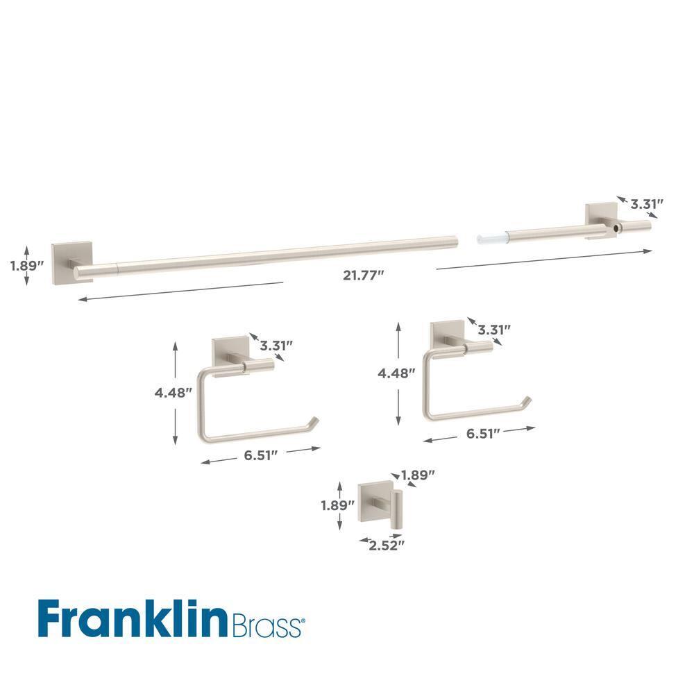 Franklin Brass Nash 4-Piece Bath Hardware Set 18" Towel Bar w/ Extender Toilet Paper Holder Towel Holder Towel Hook NASH64-BN