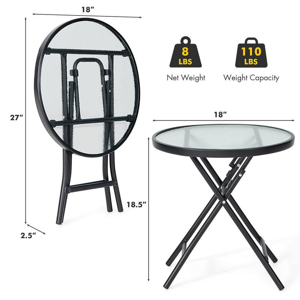 Kepooman Outdoor Side Table, Patio Table, Coffee Table, Patio Side Table with Tempered Glass Tabletop
