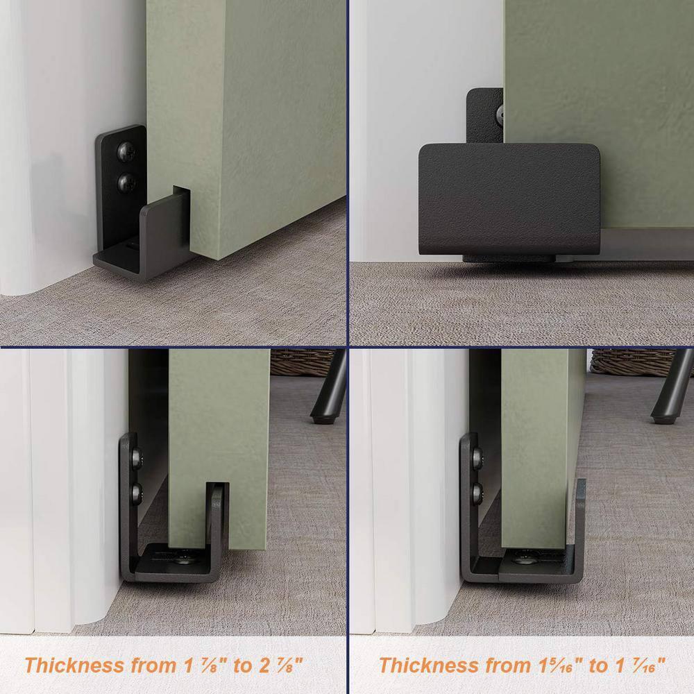 SMARTSTANDARD Adjustable U Shape Barn Door Floor Guide, Wall Mounted Flexible Flush Bottom Guide, Sturdy Steel Material, Black