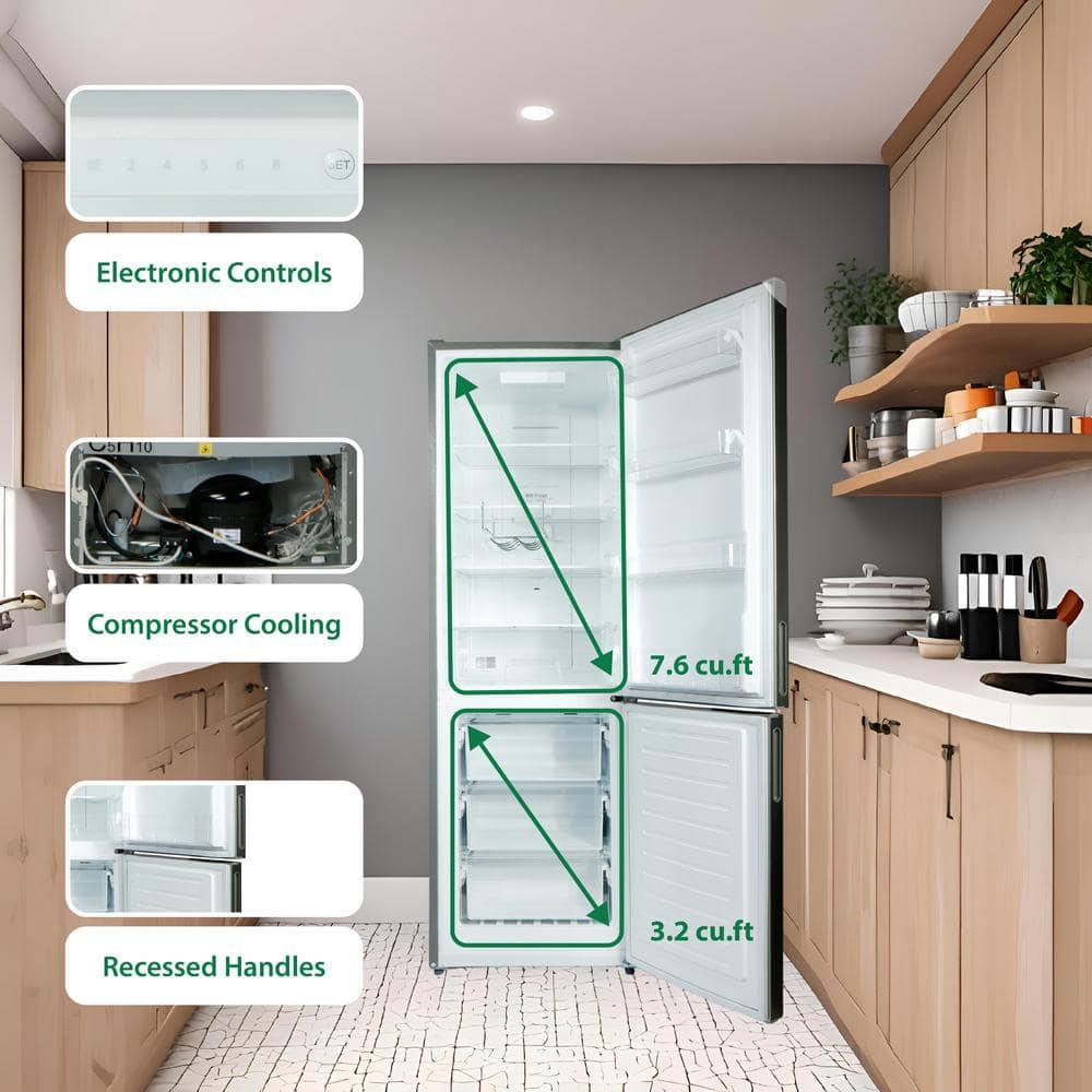 Equator Advanced Appliances Conserv 11cf Bottom Freezer Refrigerator 24in w/ WINE RACK Stainless 110V			 MDRF359WE