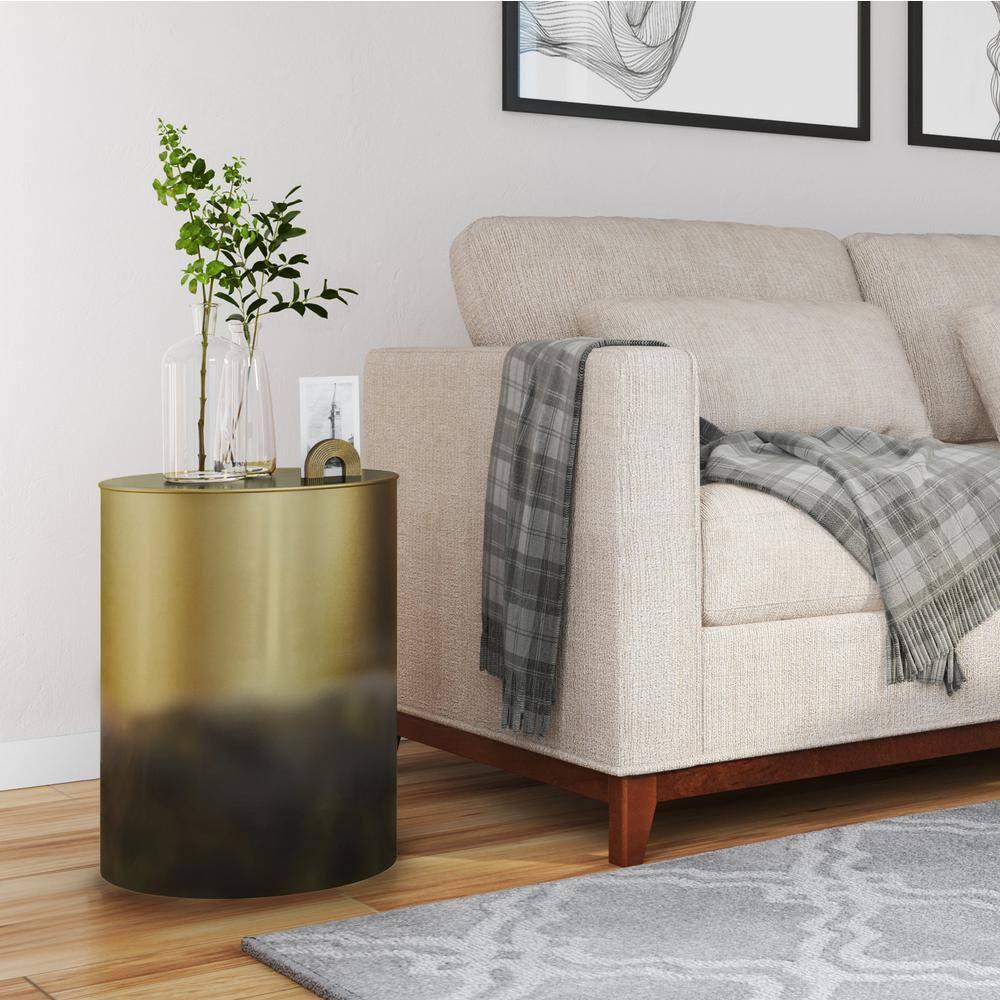 Simpli Home Curtis 16"W Metal Industrial End Table with Cylinder Design and Ombre Finish, Assembled