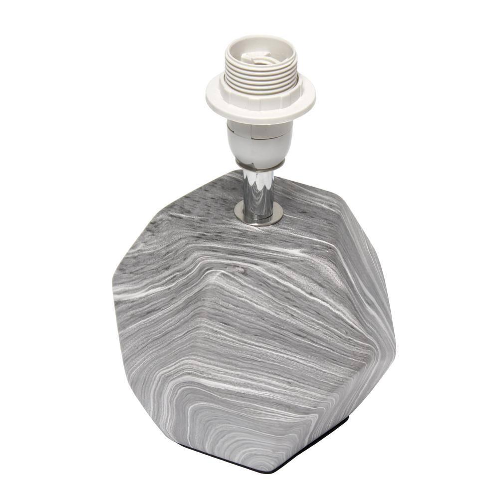 Simple Designs Round Prism Mini Table Lamp with Matching Fabric Shade Gray/White : Ceramic Base, ETL Listed, No Assembly Required