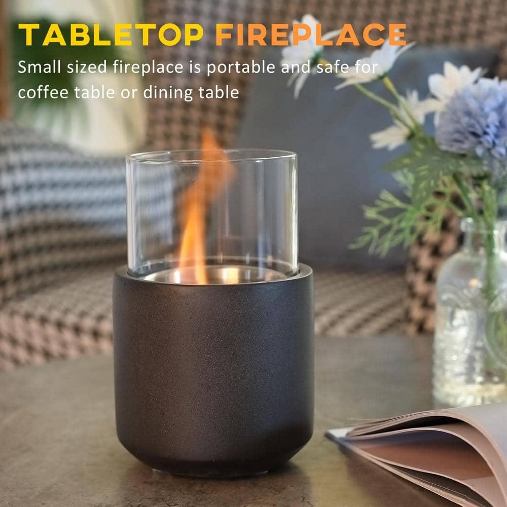 HomCom Glass Ethanol Tabletop Fireplace with Flame Guard