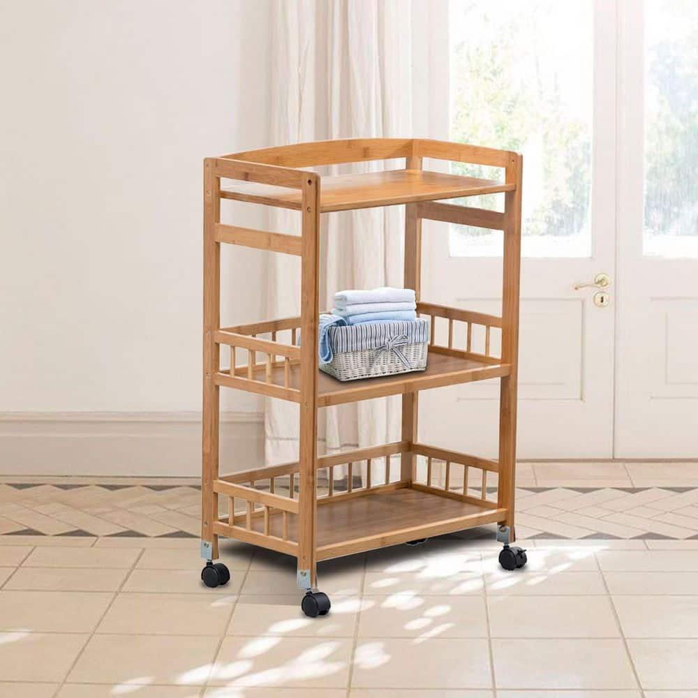 CNCEST Rolling Home Bar Serving Cart,3 Tier Mobile Kitchen Serving Trolley Cart Rolling Bar with Removable Trays and 4 Wheels,Coffee,Tea,Wine,Whiske,Serving Cart for Restaurant/Hotel/Hospital
