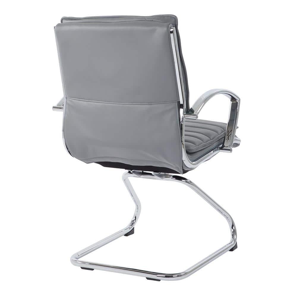Office Star Guest Faux Leather Chair in Charcoal with Chrome Base