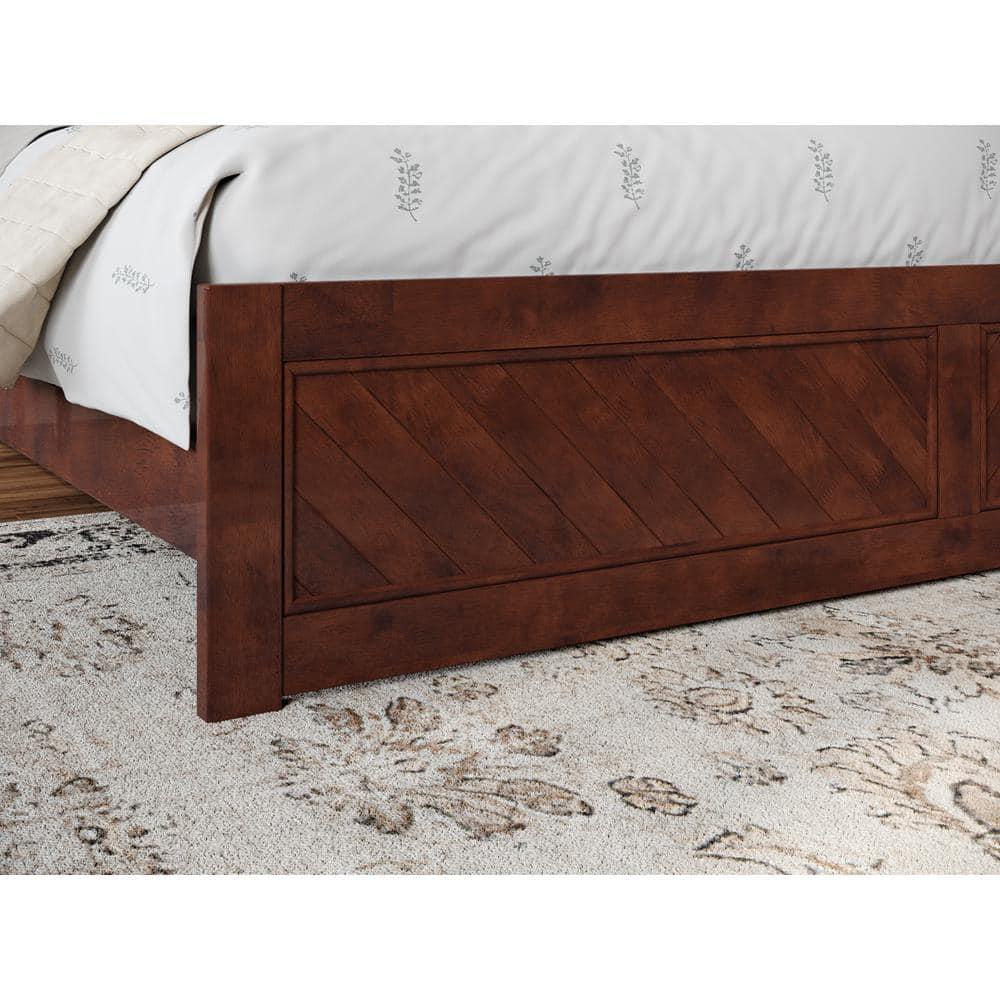 HomeStock Artisanal Artistry King Foundation Bed Frame with Matching Footboard in Walnut