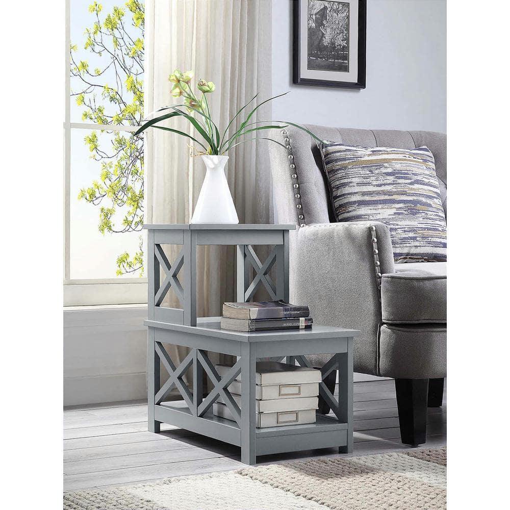 Convenience Concepts Oxford 2 Step Chairside End Table, Gray
