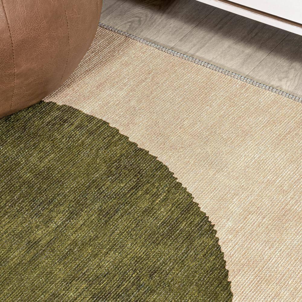 4' x 6' Cirkel Minimalist Geometric Dot Machine-Washable Area Rug, Cream/Olive - JONATHAN Y