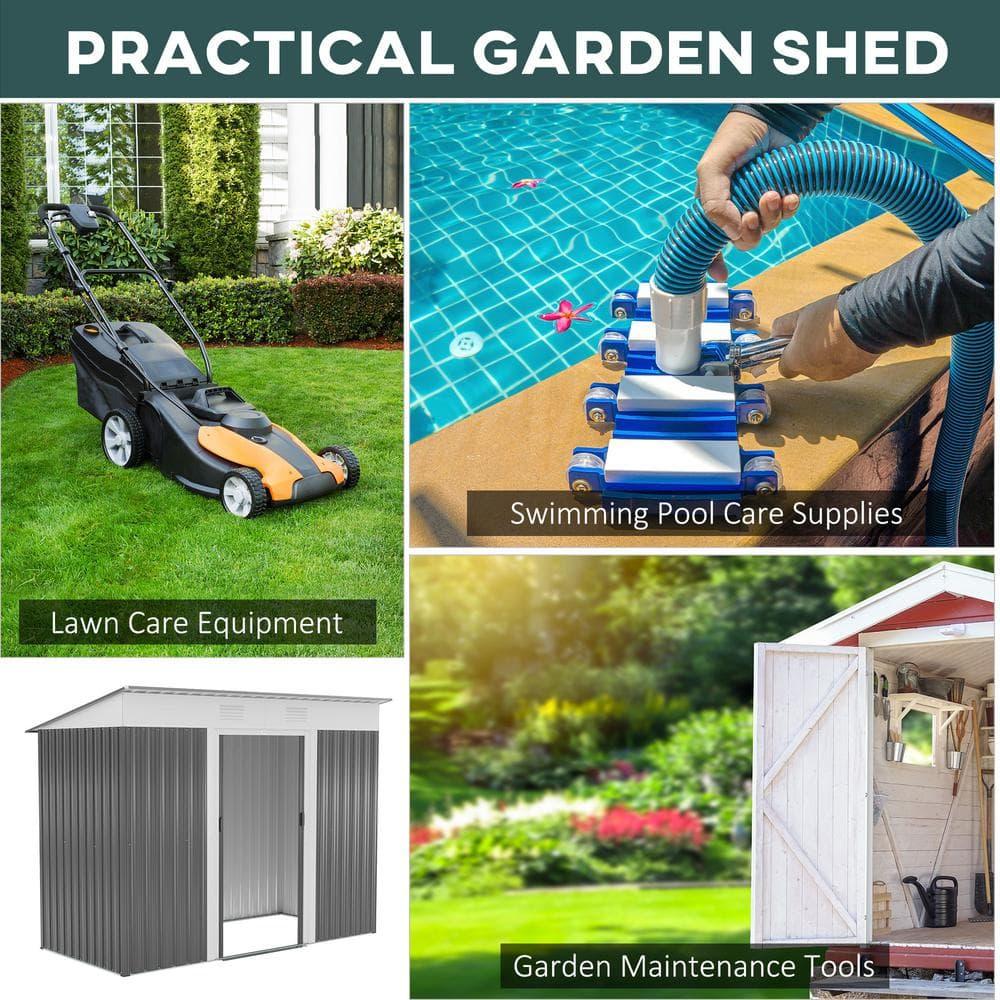 Outsunny Backyard  3.6 ft. W x 5.8 ft. D Metal Traditional Storage Shed