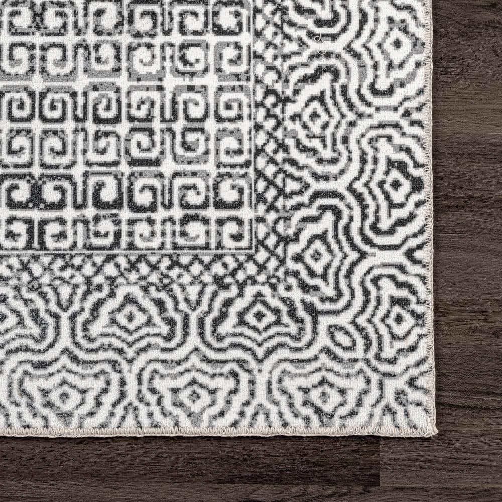 Nuloom Hart Medallion 8x10 Machine Washable Indoor Area Rug for Living Room Bedroom Dining Room Kitchen, Grey/Ivory