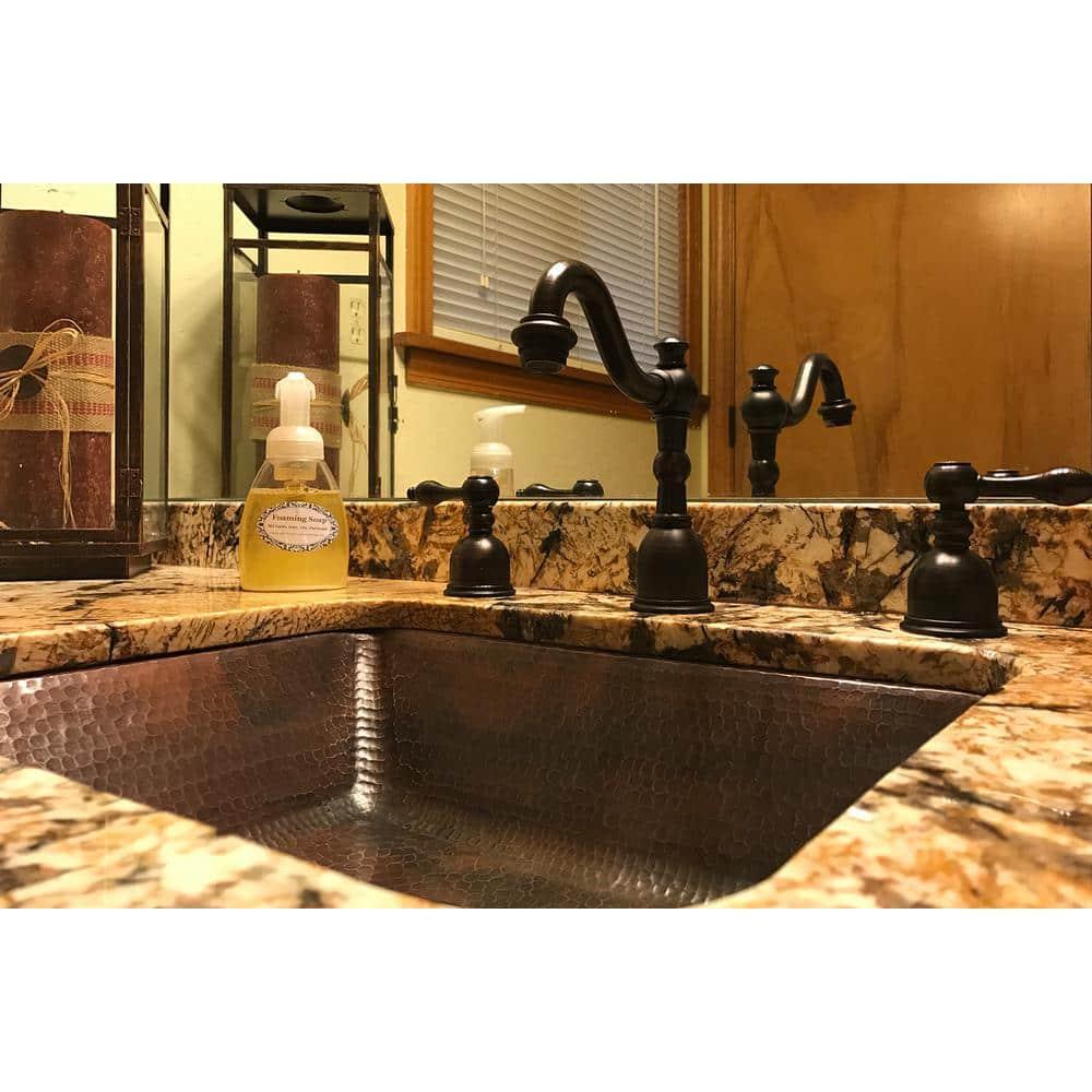 19" Rectangle Under Counter Hammered Copper Bathroom Sink