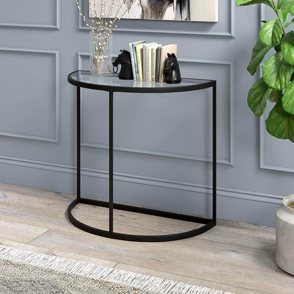 Evelyn&Zoe Verlaine 32" Wide Demilune Console Table, Blackened Bronze