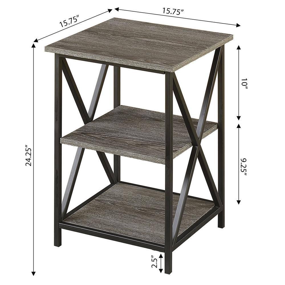 Tucson 3 Tier End Table, Weathered Gray