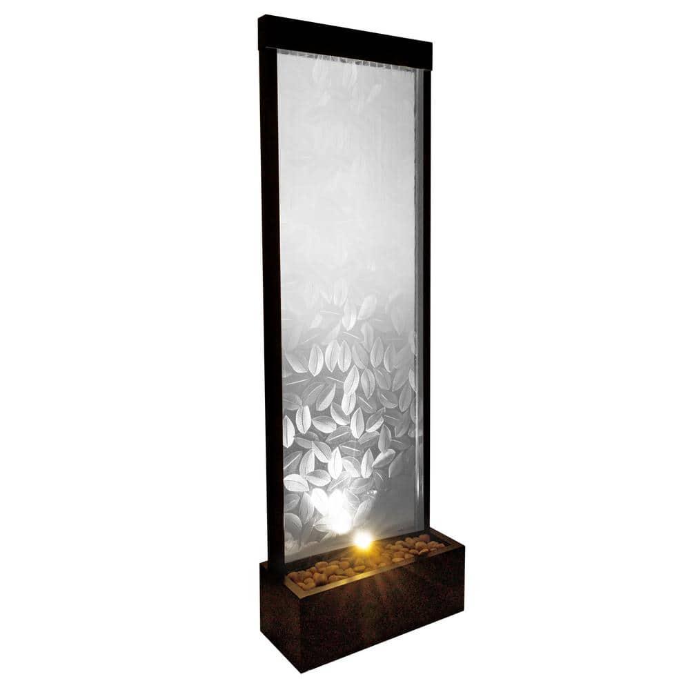 Alpine Corporation 72" Clear Glass Panel with Embossed Leaves Waterfall Fountain: Freestanding, Electric, Indoor/Outdoor Use