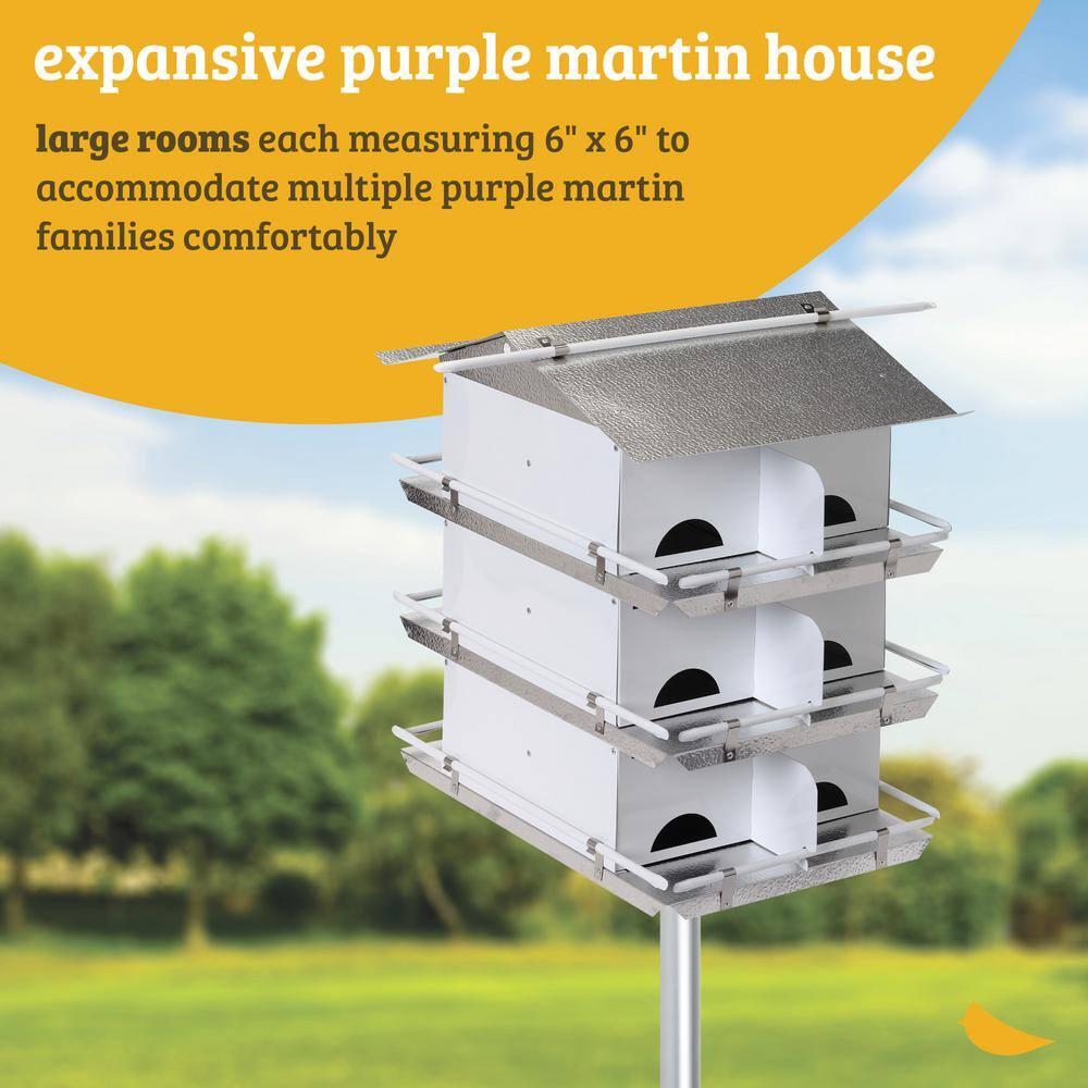 Birds Choice Pequeña Casa para Pájaros Martin Morada de 2 Niveles y 8 Habitaciones con Entradas Resistentes a los Estornudos, Blanco/gris
