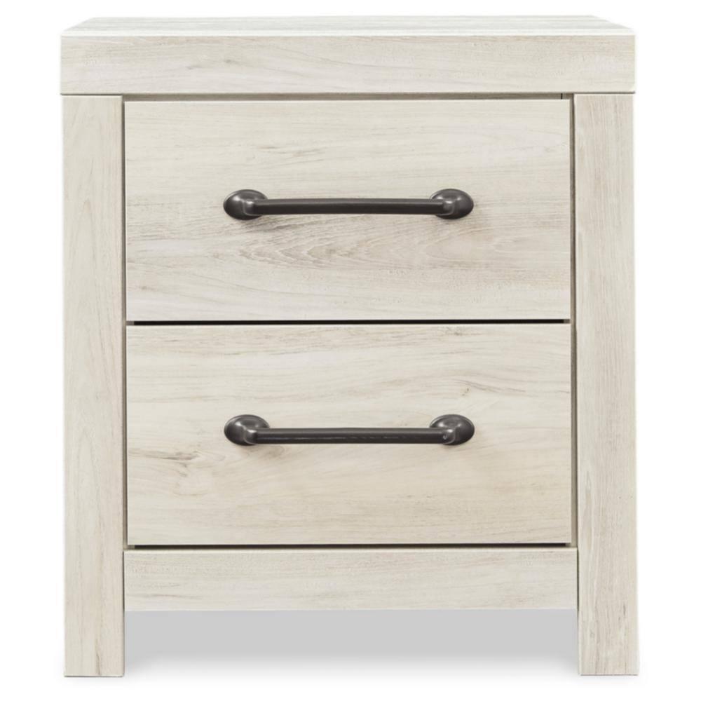 Cambeck Nightstand White - Signature Design by Ashley: Industrial Style Bedside Table with USB Ports & Storage