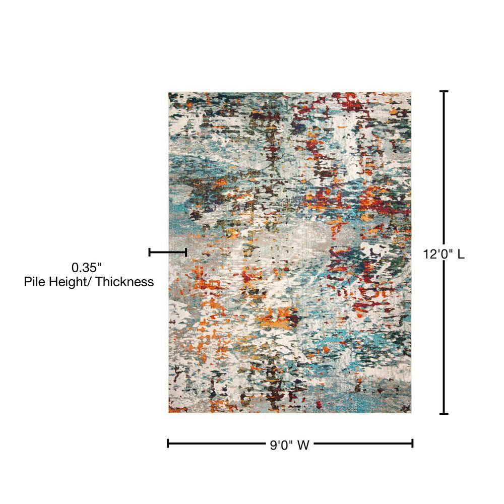 SAFAVIEH Madison Flowers Vintage Abstract Area Rug, Grey/Blue, 9' x 12'