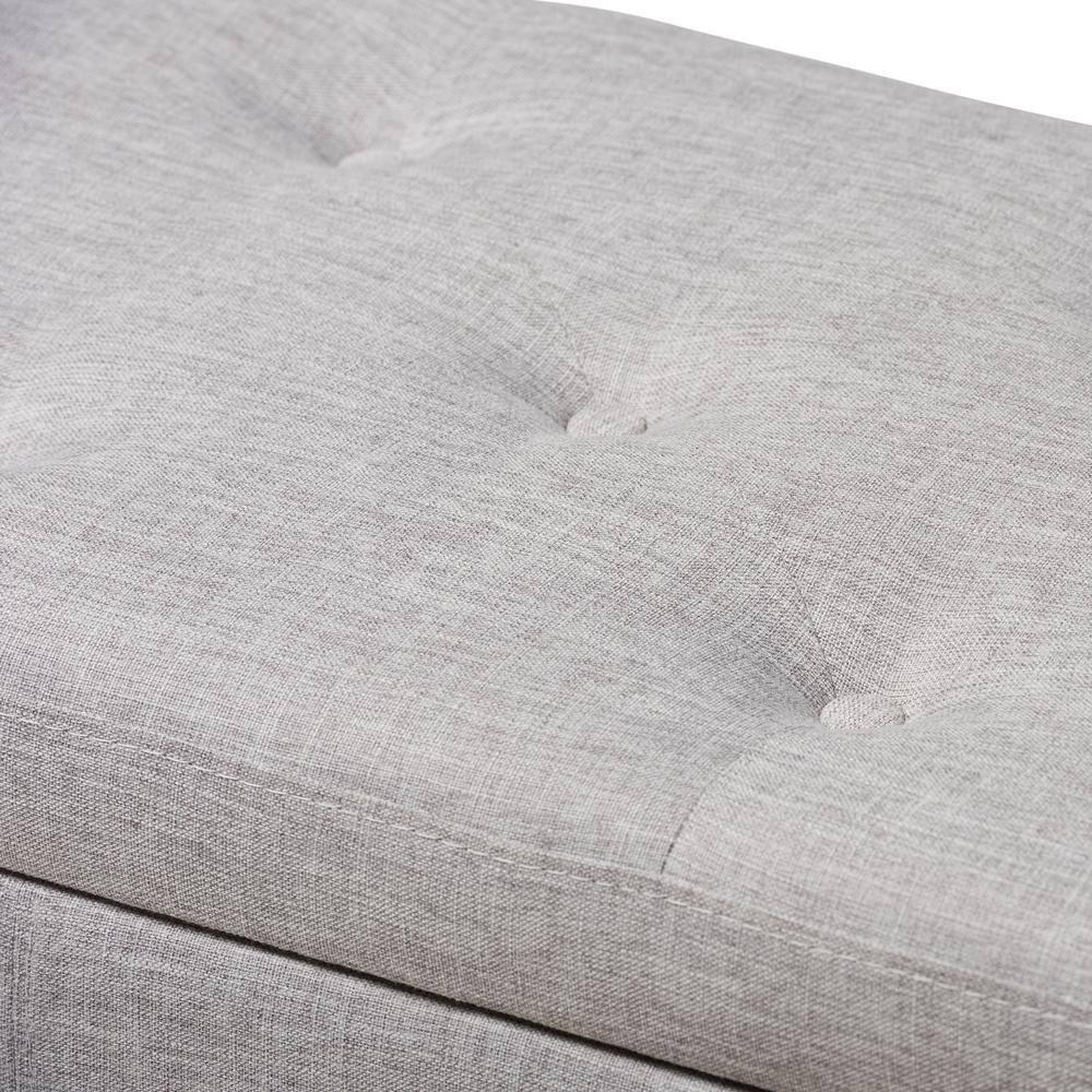 Hannah Modern and Contemporary Fabric Upholstered Button - Tufting Storage Ottoman Bench - Grayish Beige - Baxton Studio