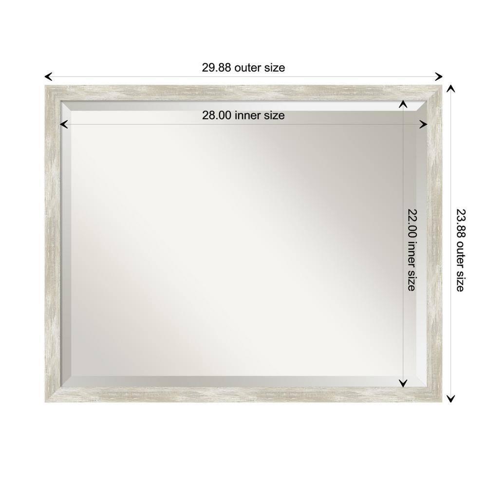 30" x 24" Crackled Narrow Framed Bathroom Vanity Wall Mirror Metallic - Amanti Art: Modern Rectangle, Beveled, Wall Mount