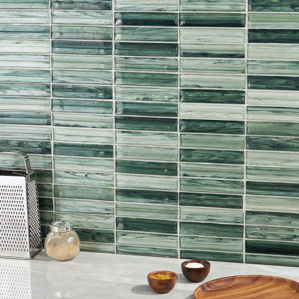 Tara Stacked 11.61" x 11.73" Molten Glass Mosaic Wall Tile (0.95 Sq. Ft. / Sheet)