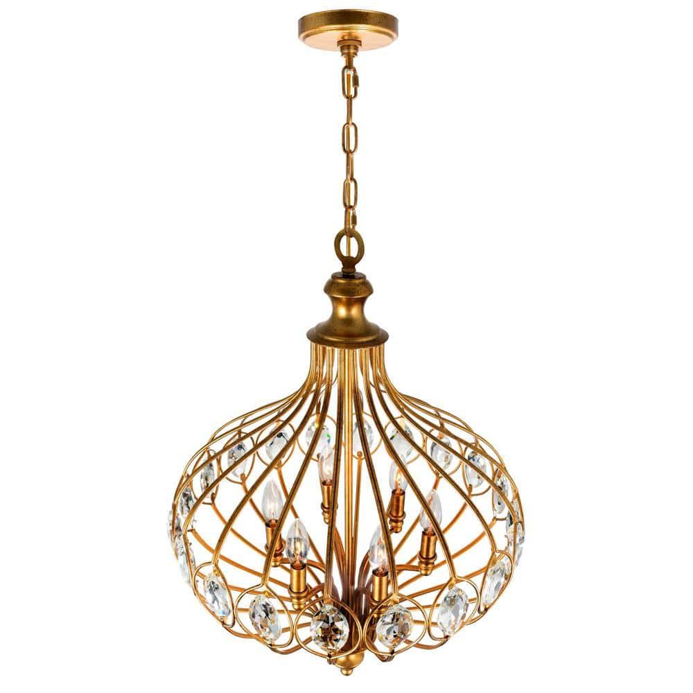 CWI Lighting Altair 6 Light Traditional Metal Chandelier in Antique Bronze