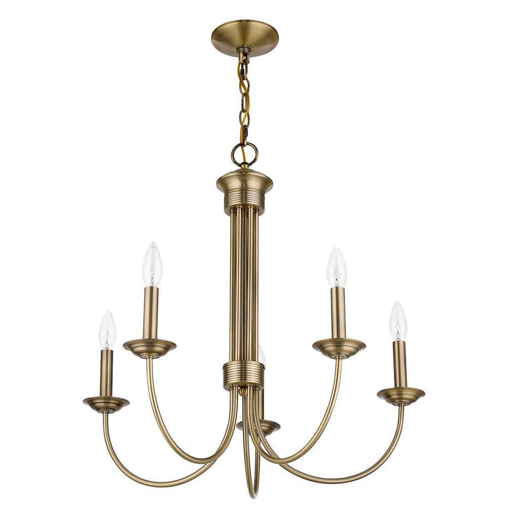 Livex Lighting Estate 5 - Light Chandelier in  Antique Brass