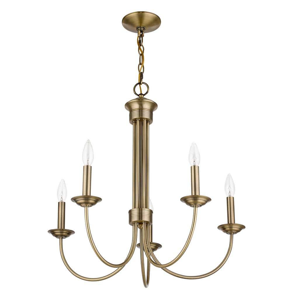 Livex Lighting Estate 5 - Light Chandelier in  Antique Brass