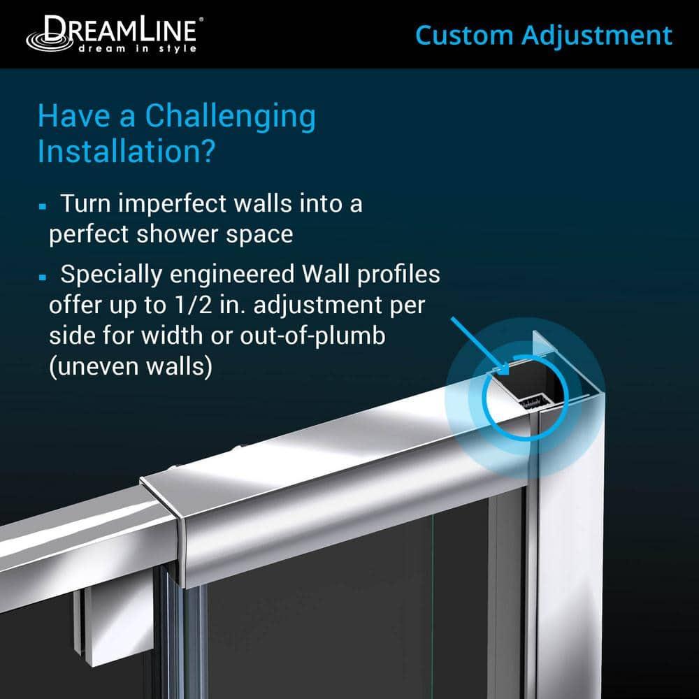 DreamLine Flex 36 in. D x 48 in. W x 74 3/4 in. H Semi-Frameless Shower Enclosure