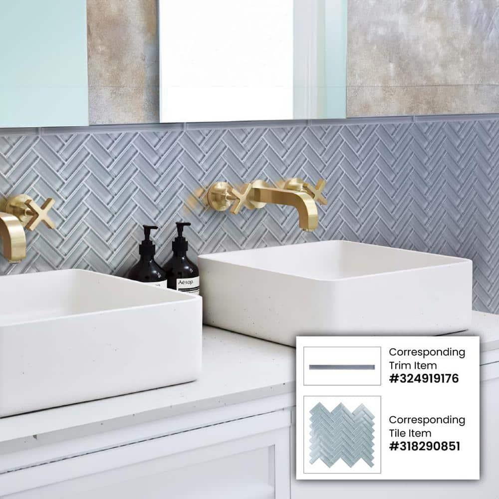 11"X 12.6" Herringbone Polished Glass Mosaic Tile