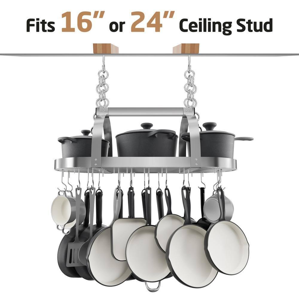 KES Hanging Pot Rack Ceiling Mount, Pot and Pan Rack, Pot Hanger, Kitchen Storage, Pot Rack Organizer with 20 S Hooks, Chrome, KUR221S85-CH