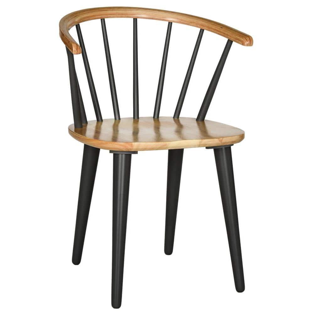 SAFAVIEH Blanchard Mid-Century Curved Spindle Side Chair, Natural/Grey