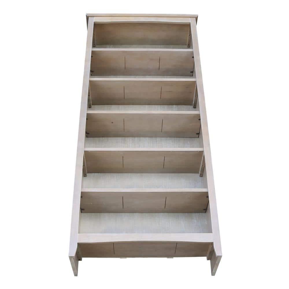 72" Shaker Bookcase Washed Gray/Taupe - International Concepts: Solid Wood, 5 Shelves, Mid-Century Design