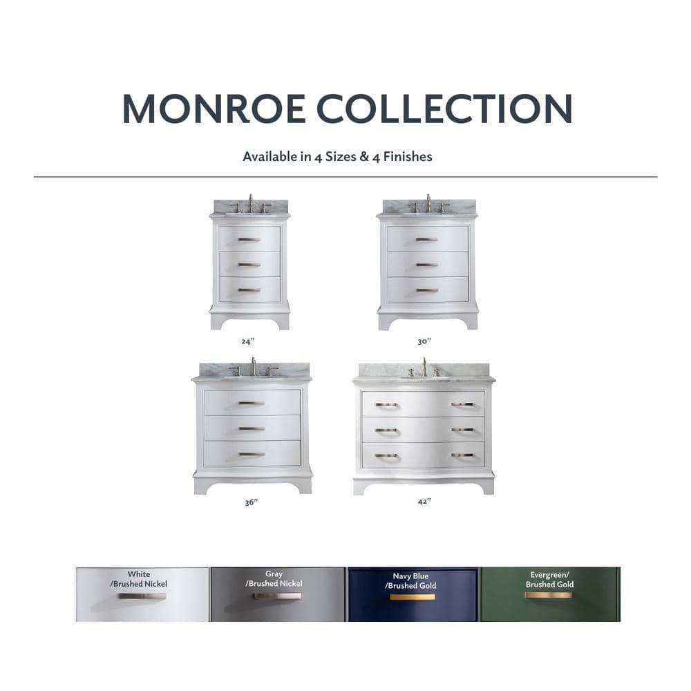 Monroe 24'' White Solid Wood Vanity with Carrara Marble Top