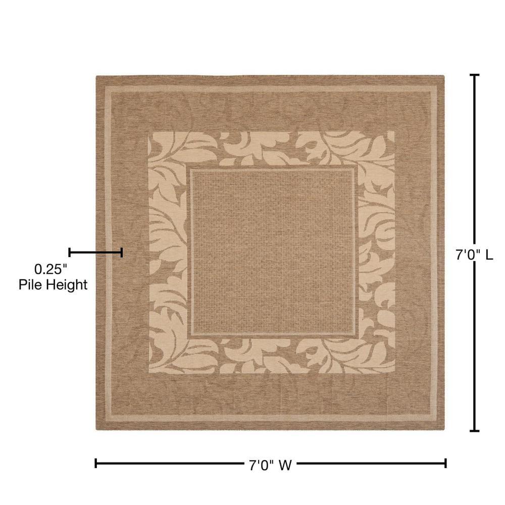 Courtyard CY1704 Power Loomed Indoor and Outdoor Area Rug - Brown/Natural - 6'7"x6'7" - Safavieh
