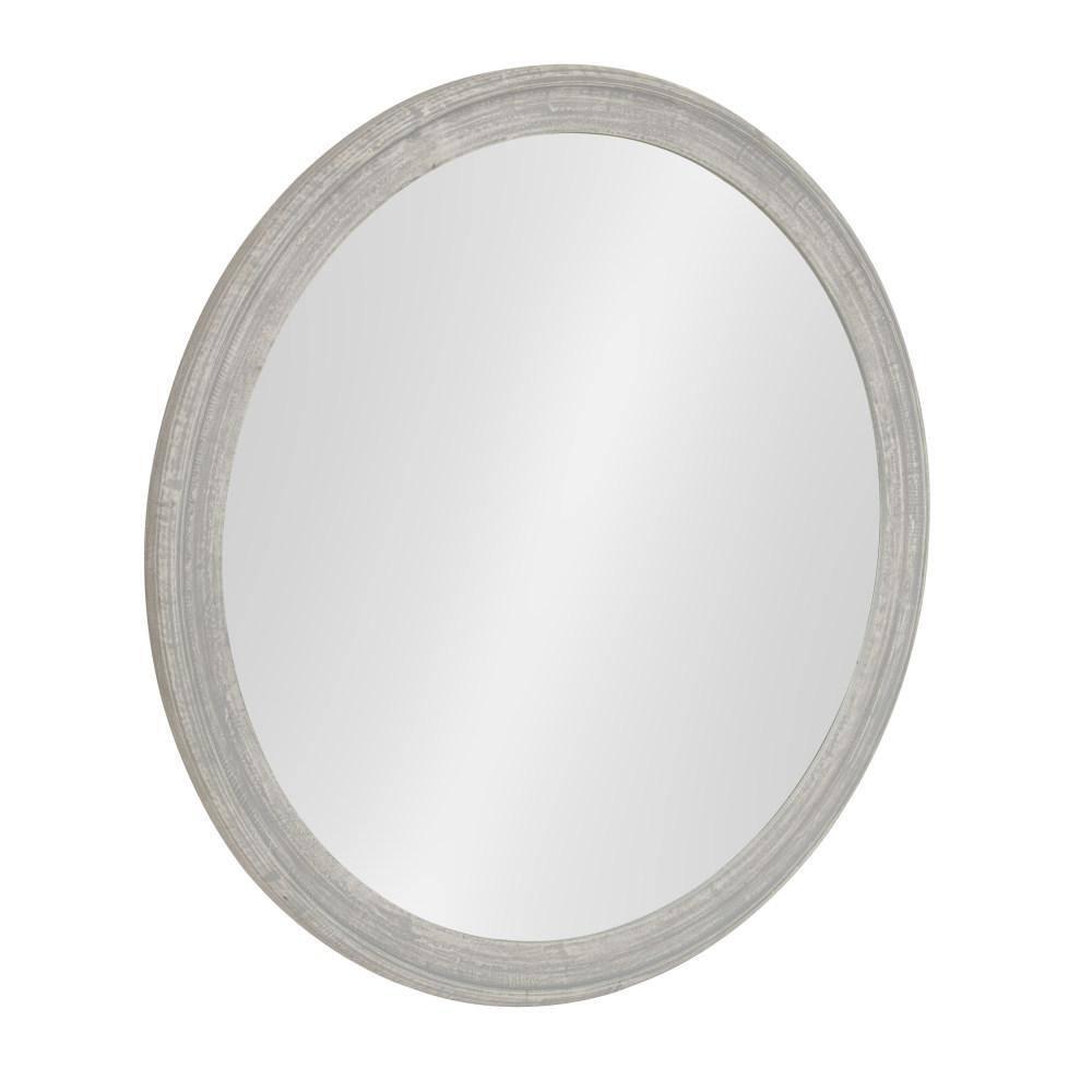28" x 28" Mansell Circular Shaped Hanging Wood Wall Mirror Gray - Kate and Laurel