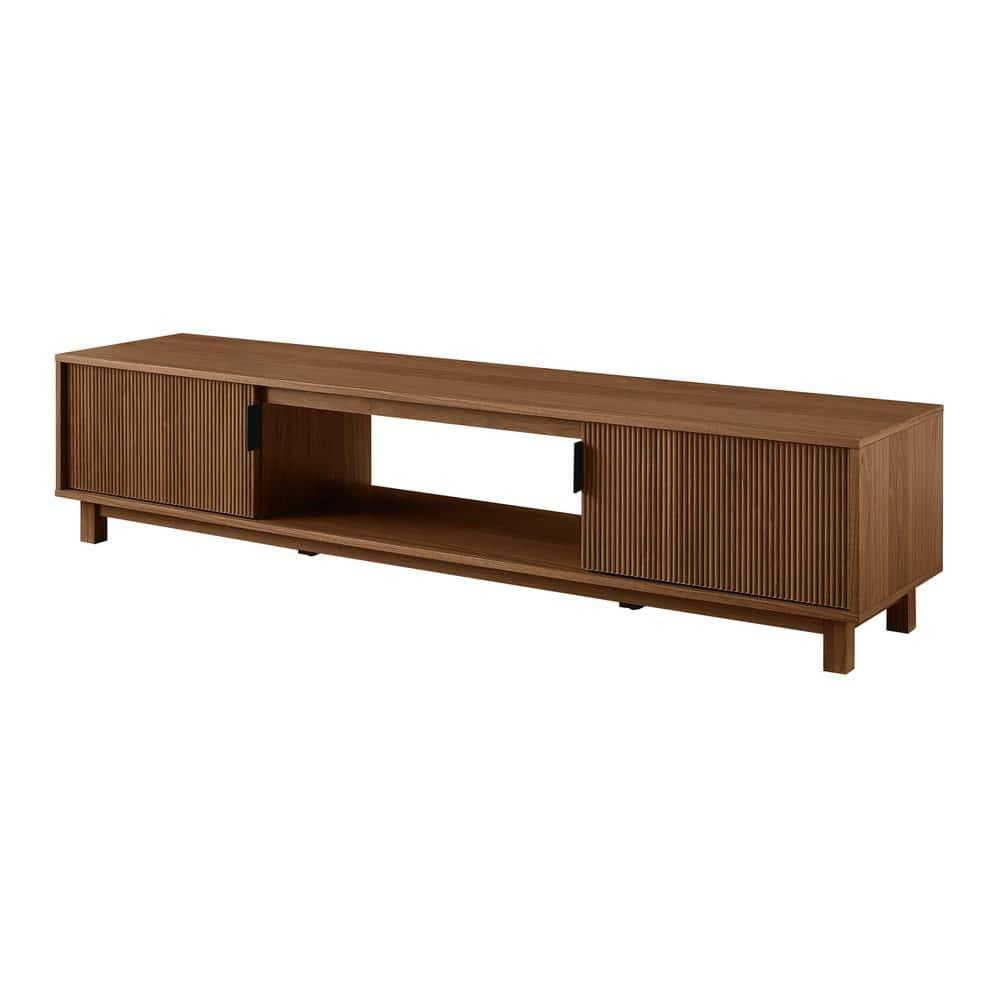 Mocha 70" Modern Fluted-Door TV Stand with Cabinet