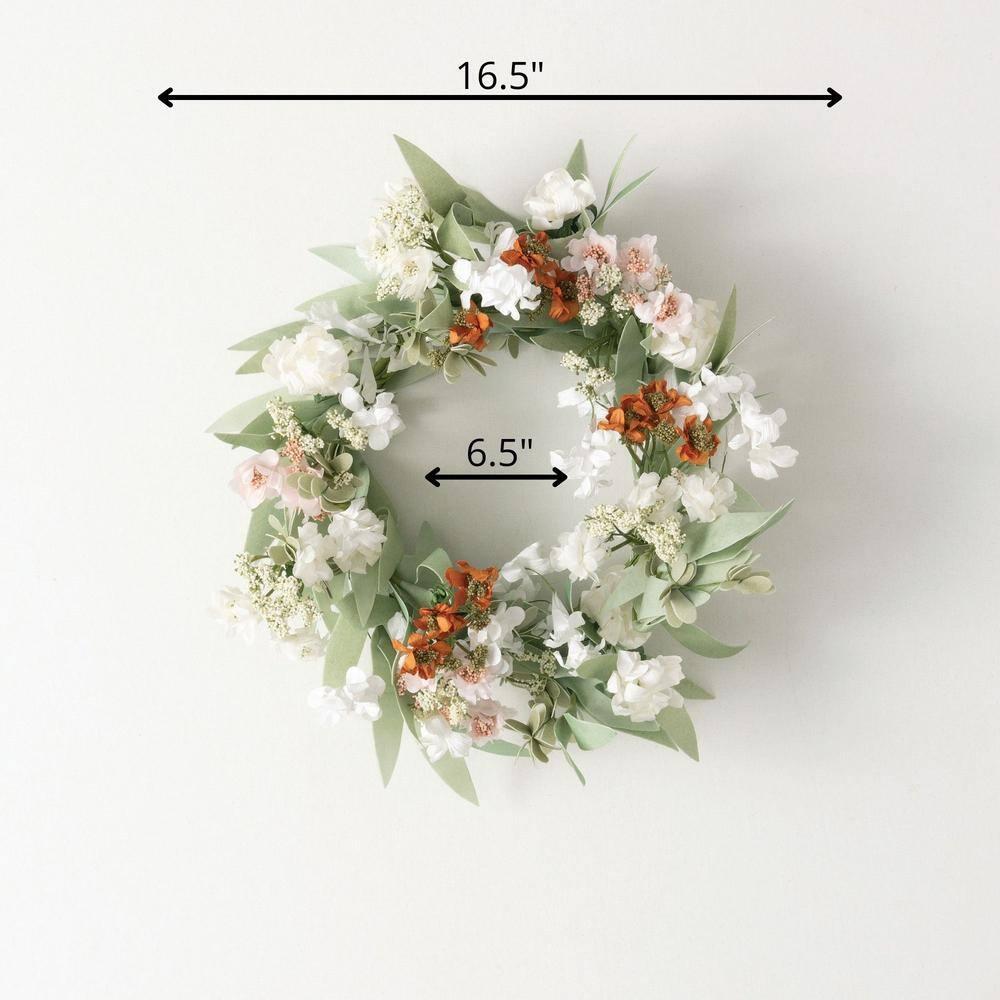 Sullivans Artificial Mixed Wild Flower Mini Wreath 16.5"H; White