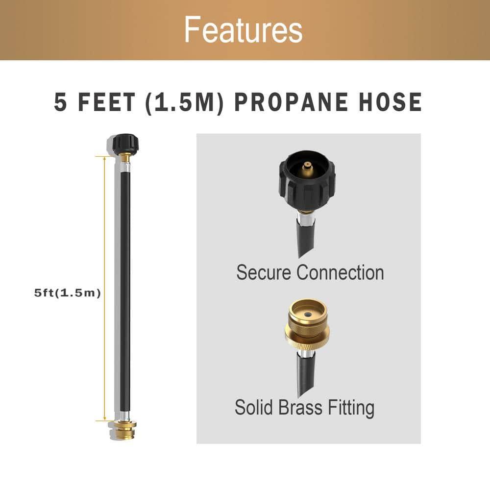 Royal Gourmet Royal Gourmet 5 Feet Propane Hose Adaptor, 1 Lb Portable Appliance to 20 Lb Lp Tank Converter with Type 1 Connection, Black