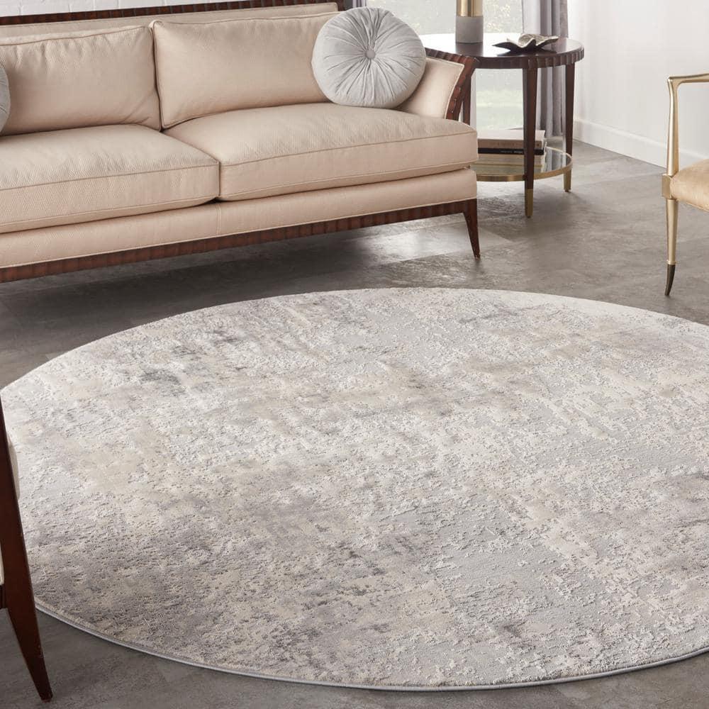 Nourison Rustic Textures Modern Indoor Area Rug Grey/Beige 5'3" x round