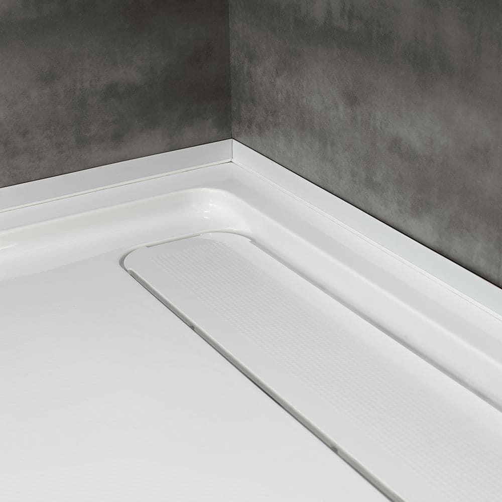 OVE Decors 48" x 32" Rectangle Shower Base Pan, White Acrylic, Hidden Side Drain, Reversible Design