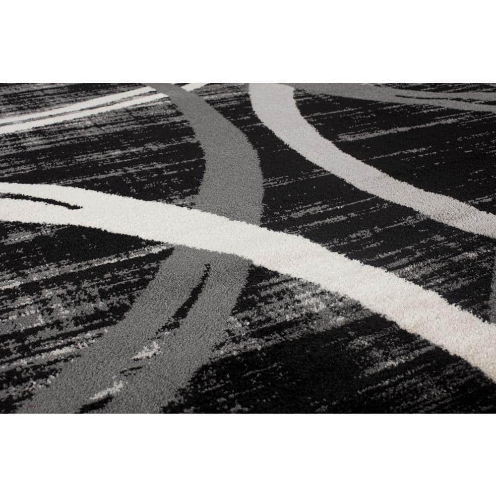 World Rug Gallery Contemporary Abstract Circles Design 2'x3' Black Area Rug