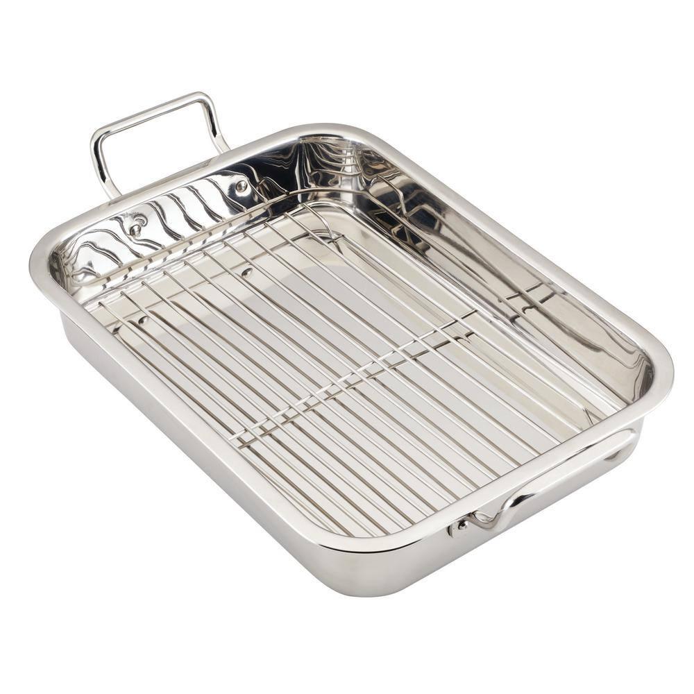 Farberware Farberware Classic Traditions Stainless Steel Roaster / Roasting Pan With Rack, 17-Inch X 12.25-Inch, Stainless Steel