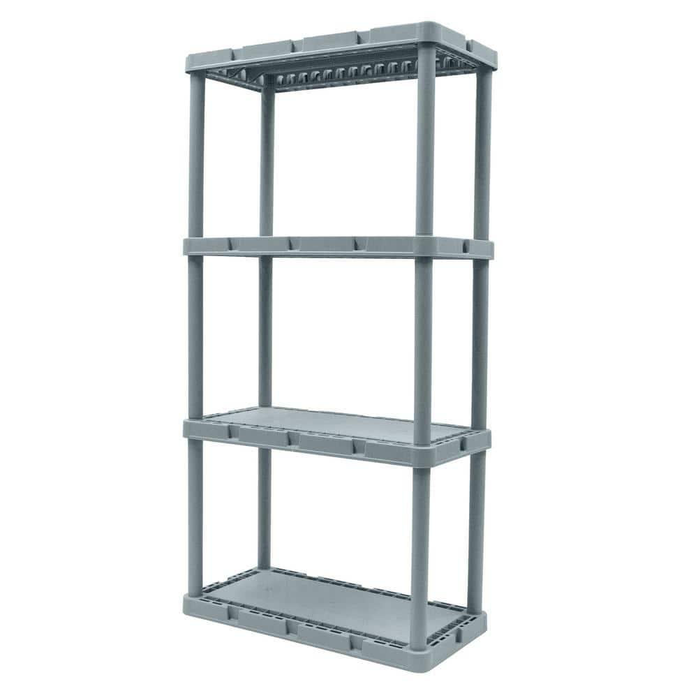Gracious Living Knect-A-Shelf Fixed Height 4 Tier Storage System Unit Light Duty for Home, Garage, and Laundry Room, 24 x 12 x 48, Gray (3 Pack)