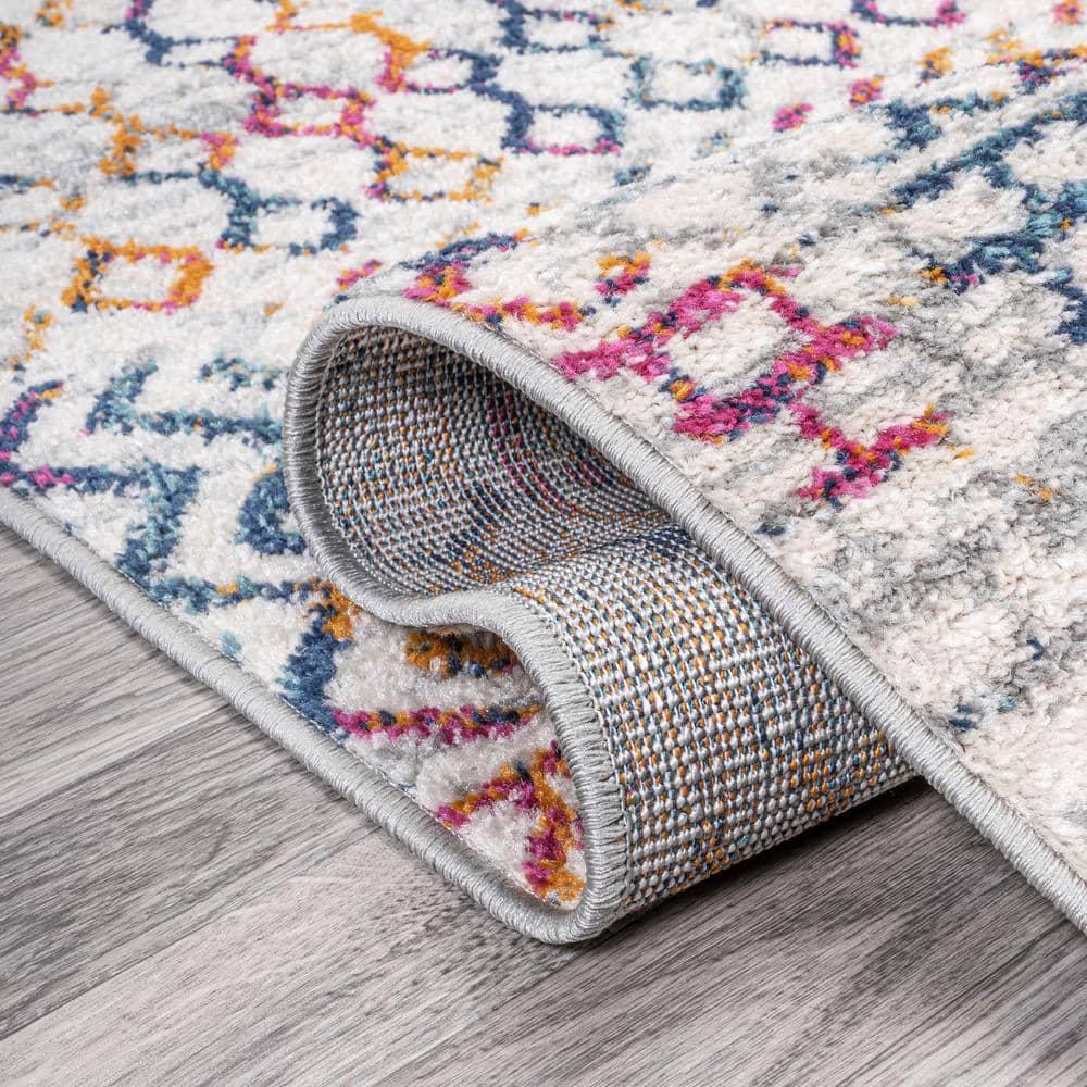 5' x 8' Arta Moroccan Vintage Geometric Rug Area Rug, Multi/Cream - JONATHAN Y