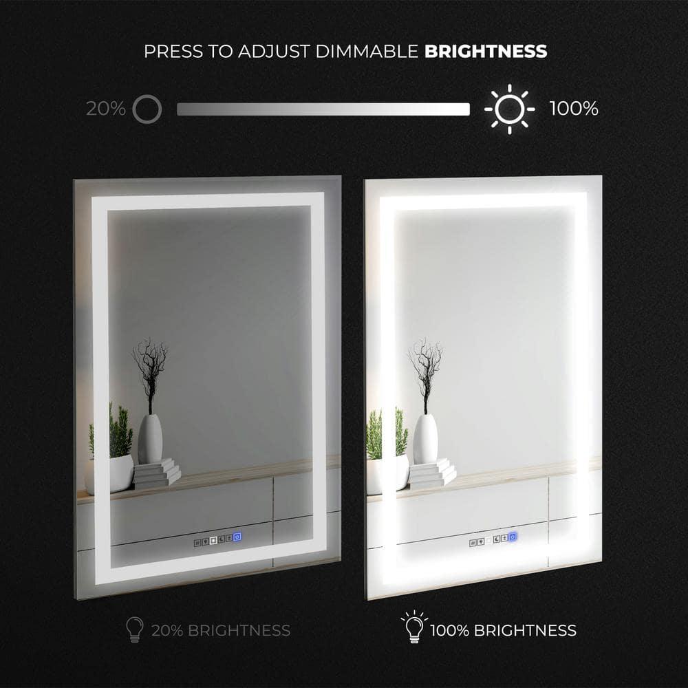 20"x30" inches LED Dimmable Bathroom Mirror Rectangle LED Lighted Wall Mounted Mirror for Vanity Room with Touch Button and Anti-Fog Function by Fab Glass and Mirror