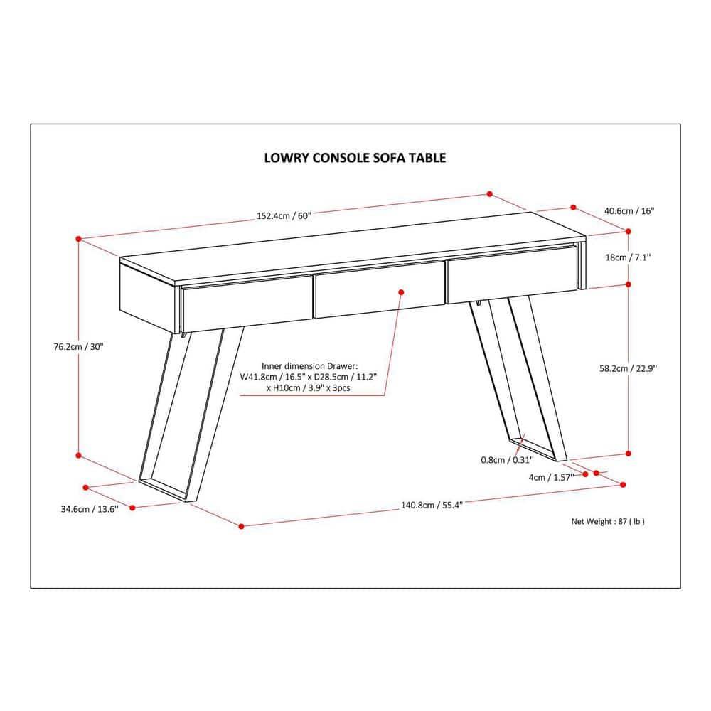 Lowry 60'' Solid Wood Top Console Table