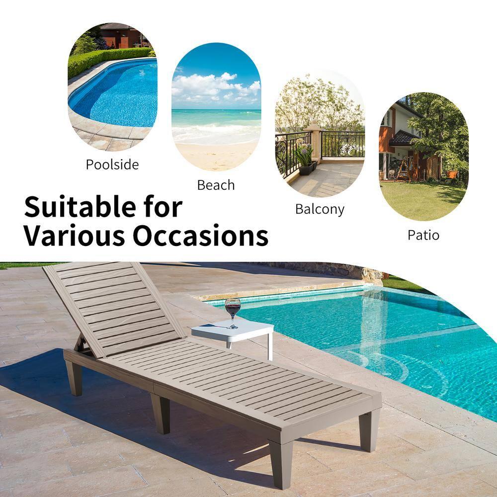 Topcobe Silla Reclinable de Exterior con Respaldo Ajustable en 5 Posiciones, Muebles para Terraza de Piscina, Marrón