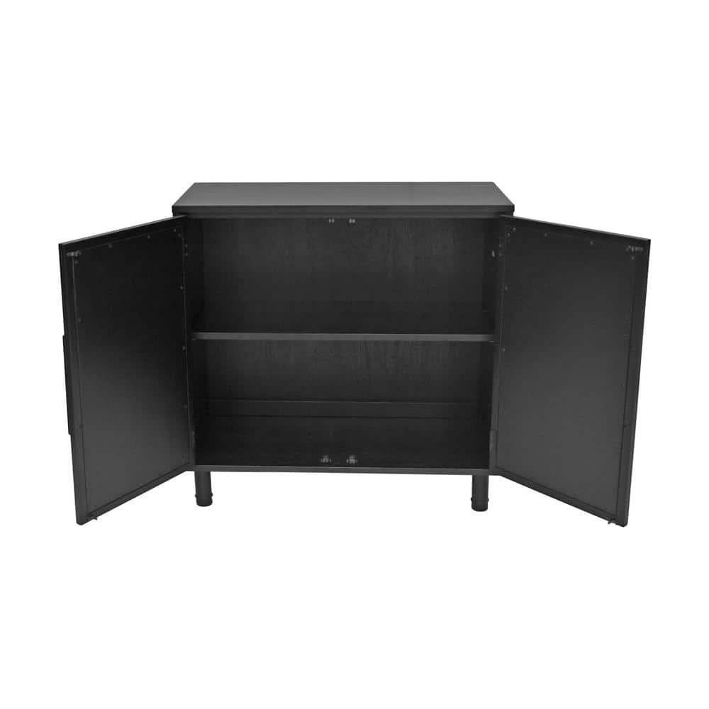 Hopper Studio Hopper Studio Delancey Solid Wood 2-Door Rattan Cabinet, Stylish Accent Piece