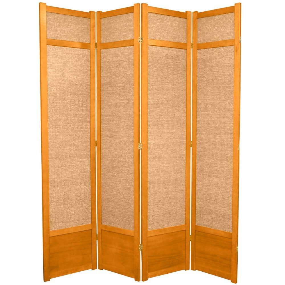 Oriental Furniture 7 Ft Tall Jute Shoji Screen, honey, 4 panel